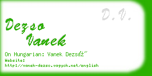 dezso vanek business card